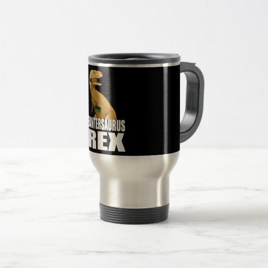 Bantersaurusのレックスの冗談商人のギフト トラベルマグ (正面右)