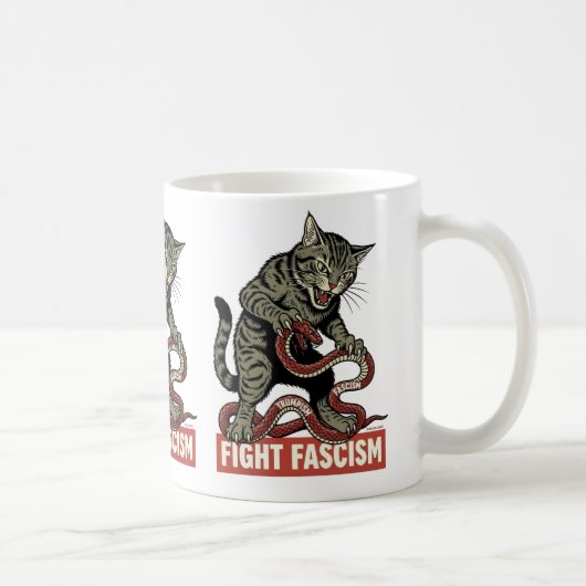 Banzai Kat Fight Fascism コーヒーマグカップ (右)