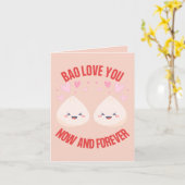Bao Love You Now and Forever - Romantic Food Pun カード (黄色い花)