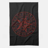 Baphometの三重の月のSigilおよびluciferのsigil キッチンタオル (縦)
