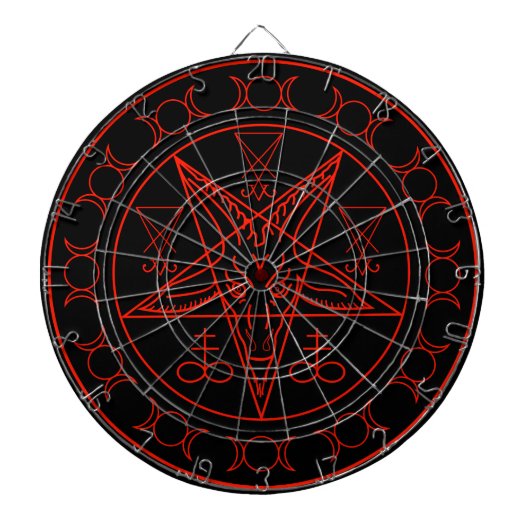 Baphometの三重の月のSigilおよびluciferのsigil ダーツボード (正面)