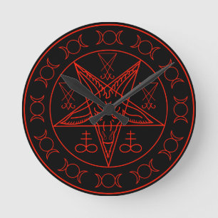 Baphometの三重の月のSigilおよびluciferのsigil ラウンド壁時計
