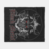 Baphometの五芒星の黒の金属 フリースブランケット (正面(横))