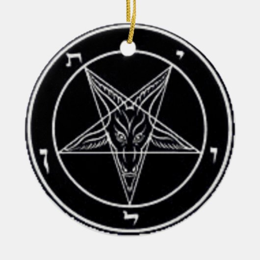 Baphometの白黒円形のオーナメント セラミックオーナメント (正面)