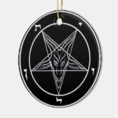 Baphometの白黒円形のオーナメント セラミックオーナメント (左)