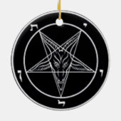 Baphometの白黒円形のオーナメント セラミックオーナメント (裏面)