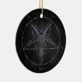 Baphometの黒いおよび灰色の円形のオーナメント セラミックオーナメント (右)