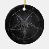 Baphometの黒いおよび灰色の円形のオーナメント セラミックオーナメント (正面)