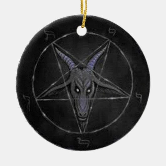 Baphometの黒いおよび灰色の円形のオーナメント セラミックオーナメント (正面)