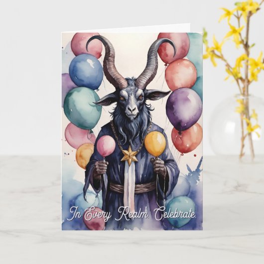 Baphomet Birthday Balloons & Gifts Gothic カード (黄色い花)