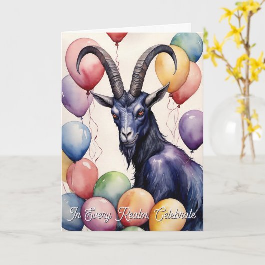 Baphomet Birthday Balloons & Gifts Gothic カード (黄色い花)