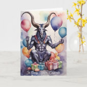 Baphomet Birthday Balloons & Gifts Gothic カード (黄色い花)