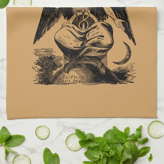 Baphomet - black print キッチンタオル (折り畳み)