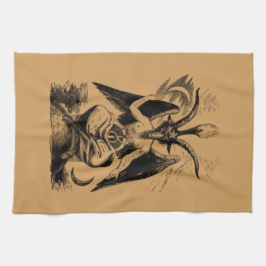 Baphomet - black print キッチンタオル (横)