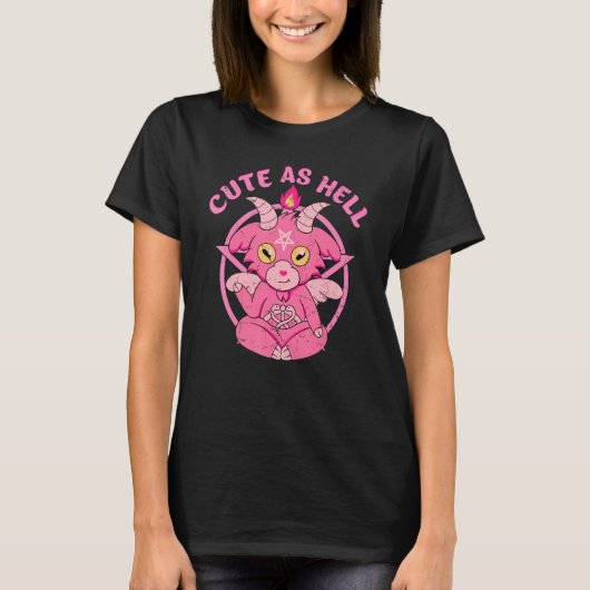 Baphomet Cute As Hell Esoteric Cute Satanic Goat O Tシャツ (正面)