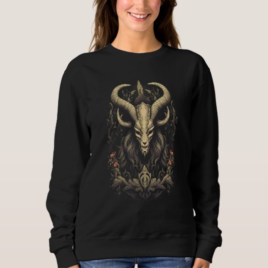 Baphomet Goat Head Satanic Witchcraft Occult Graph スウェットシャツ (正面)