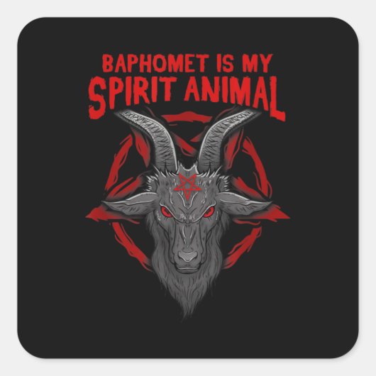 Baphomet Is My Spirit Animal I Satanic Occult Goat スクエアシール (正面)
