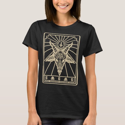 Baphomet Tarot Inverted Cross Leviathan Cross Goat Tシャツ (正面)