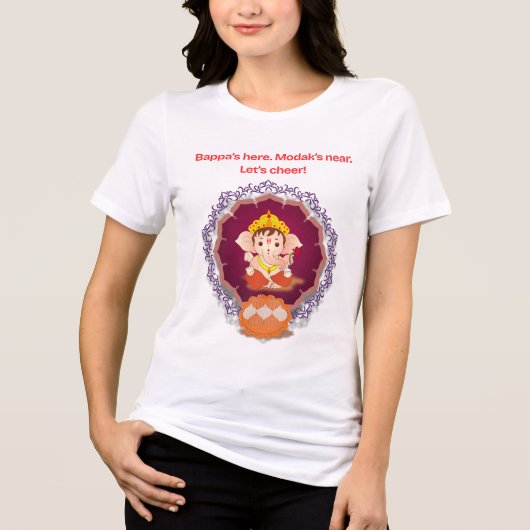 Bappa’s Here Modak’s Near Ganesh Chaturthi T-Shirt トライブレンドＴシャツ (正面)