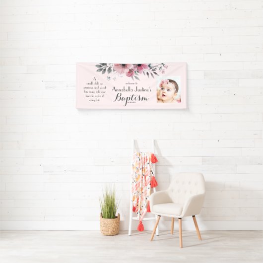BAPTISMフォトピかわいらしックスクグレーフローライベントパーティー 横断幕 (インサイチュ)