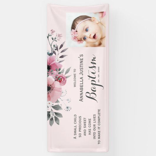 BAPTISMフォトピかわいらしンクフローライベントパーティー 横断幕 (縦)