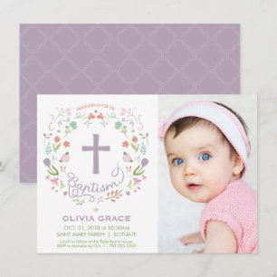 Baptism招待状for Girl – 写真、カスタム、かわいらし 招待状