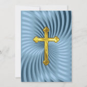 Baptism 1st Communion Confirmation Blue Gold 招待状 (正面)