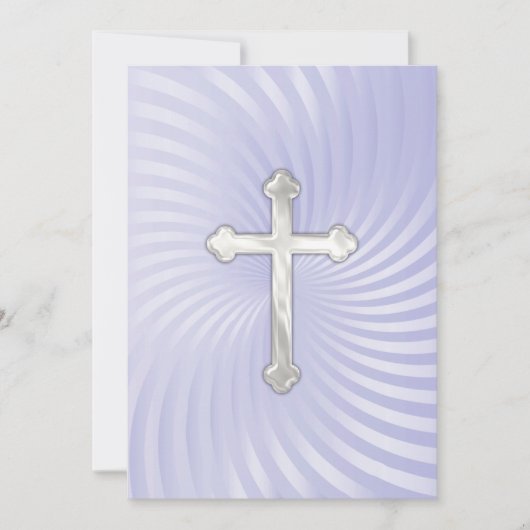 Baptism 1st Communion Confirmation Lavender Pearl 招待状 (正面)