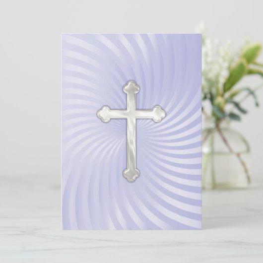 Baptism 1st Communion Confirmation Lavender Pearl 招待状 (スタンド正面)