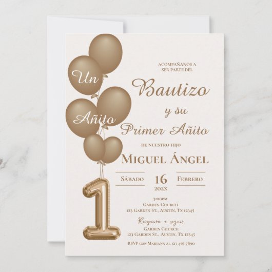 Baptism and first year invitation in Spanish 招待状 (正面)