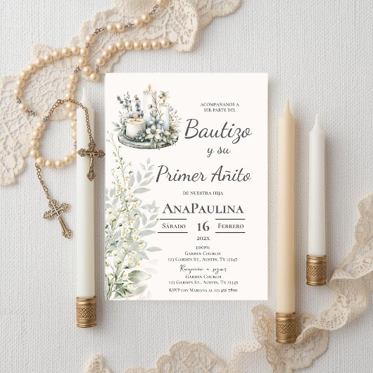 Baptism and first year invitation in Spanish 招待状