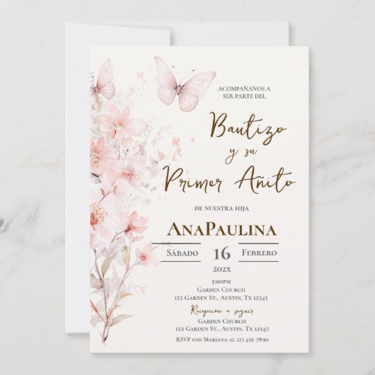 Baptism and first year invitation in Spanish 招待状 (正面)