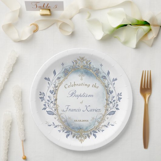 Baptism baby boy  ペーパープレート (ウェディング)