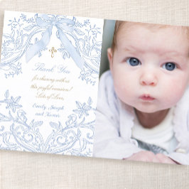 Baptism baby boy thank you card 招待状