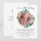 Baptism Baby Eucalyptus Poinsettia Photo シーズンカード (正面/裏面)