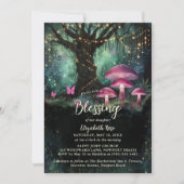 Baptism Blessing Enchanted Garden Forest Mushrooms 招待状 (正面)