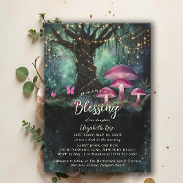 Baptism Blessing Enchanted Garden Forest Mushrooms 招待状