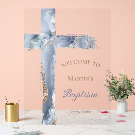 Baptism | blue cross welcome sign アクリルサイン (ウェディング)