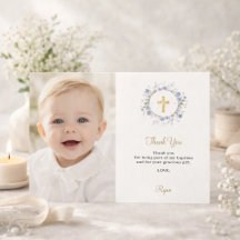 Baptism blue florals photo boy