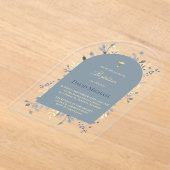 Baptism blue foliage blue arch acrylic invitation アクリル招待状 (レイダウン)
