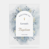 Baptism blue foliage clear welcome sign アクリルサイン (正面)