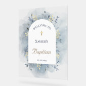 Baptism blue foliage clear welcome sign アクリルサイン (傾斜)