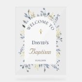Baptism blue foliage clear welcome sign アクリルサイン (正面)