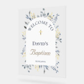 Baptism blue foliage clear welcome sign アクリルサイン (傾斜)