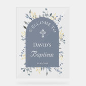 Baptism blue foliage clear welcome sign アクリルサイン (正面)
