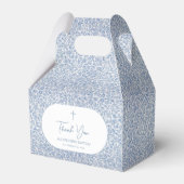 Baptism Blue White Pattern Script Boy Christening フェイバーボックス (裏面サイド)