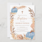 Baptism Boho Pampas arrangement blue Pumpkin 招待状 (正面)
