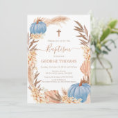 Baptism Boho Pampas arrangement blue Pumpkin 招待状 (スタンド正面)
