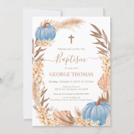 Baptism Boho Pampas arrangement blue Pumpkin 招待状