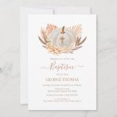 Baptism Boho Pampas white Pumpkin Invitation  招待状 (正面)